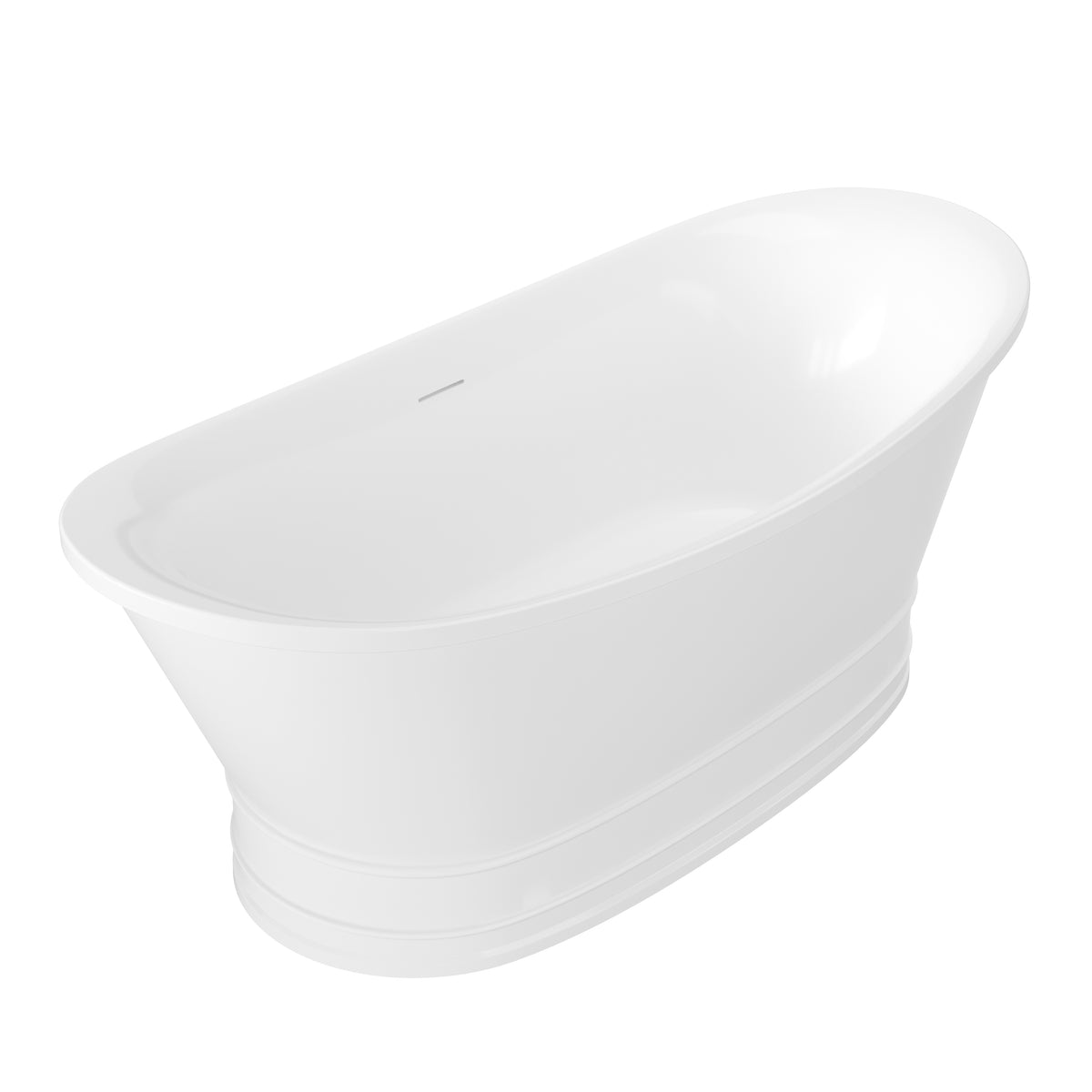 69" Transitional Double-Slipper Freestanding Acrylic Soaking Bathtub in Glossy White