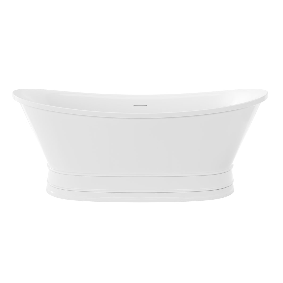 69" Transitional Double-Slipper Freestanding Acrylic Soaking Bathtub in Glossy White
