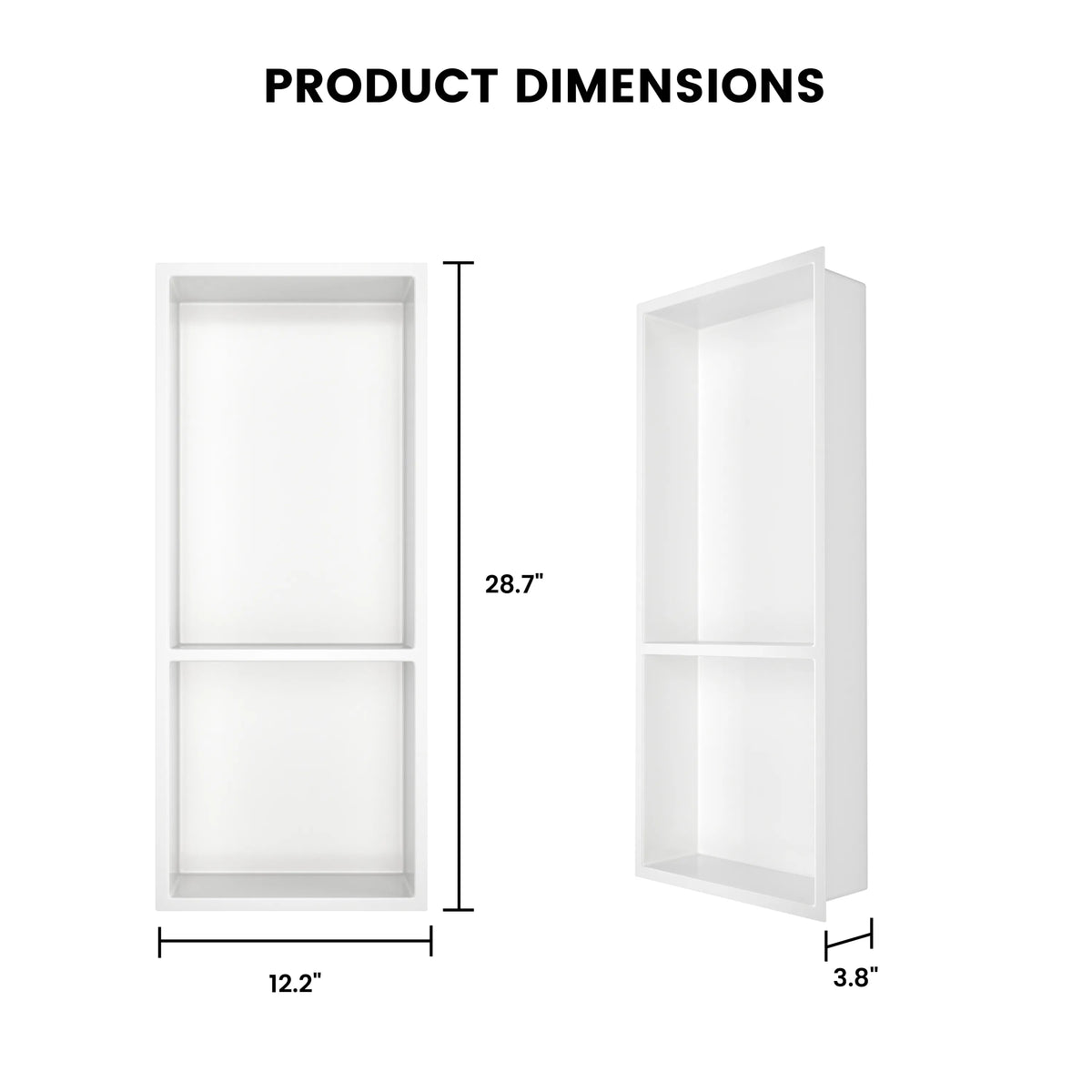 12.2" x 28.7"/39.3" Glossy White SMC Shower Niche with 1 or 2 Shelves