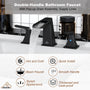 2-Handle Bathroom Sink Faucet 3-Hole Application Widespread Modern Bathroom Faucet with Drain Assembly - Matte Black
