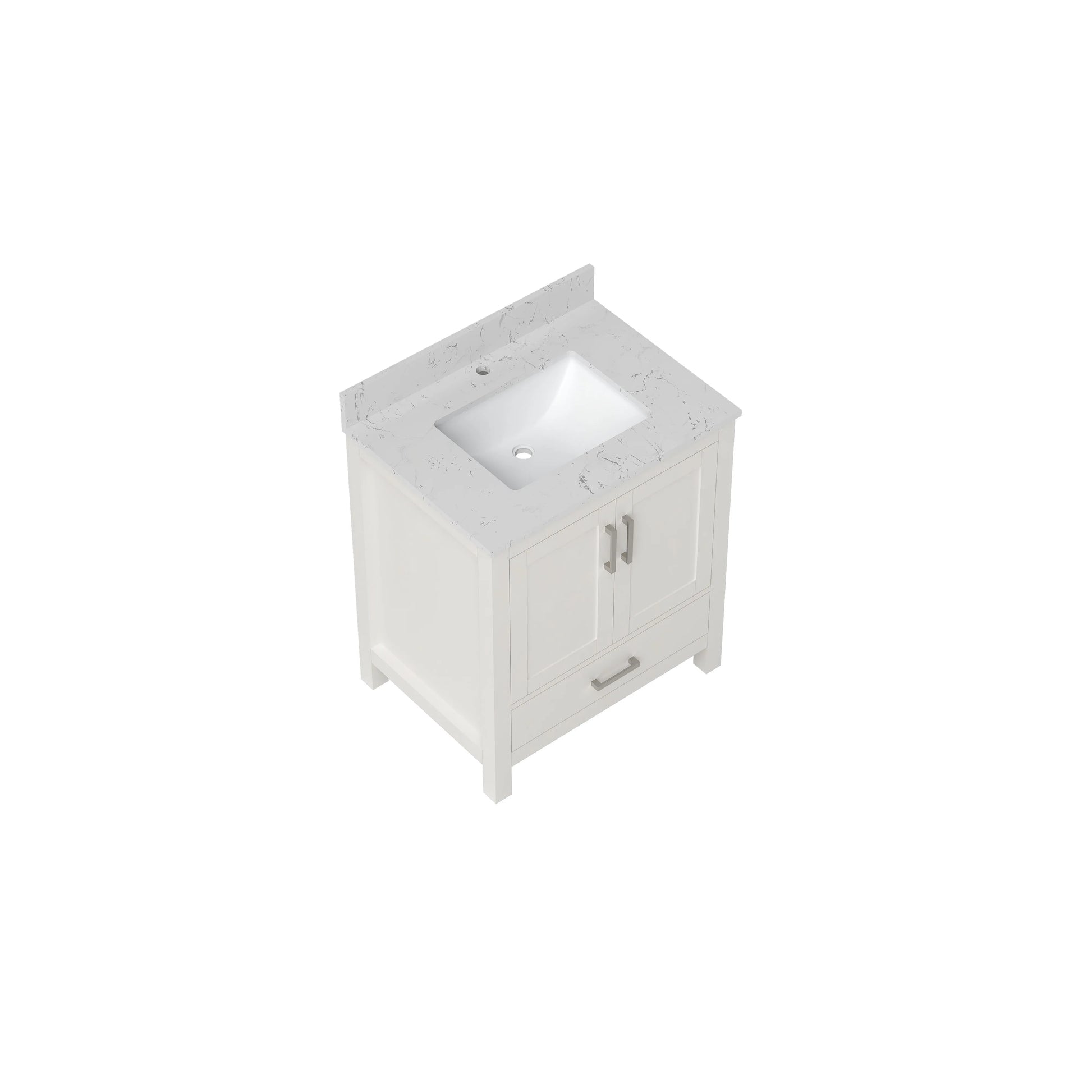 30"/36"/48"/72" Freestanding Bathroom Vanity with White Marble-Pattern Artificial Stone Top