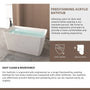 47" Gloss White Acrylic Freestanding Bathtub with Built-In Seat, Invisible Overflow and Chrome Pop-Up Drain