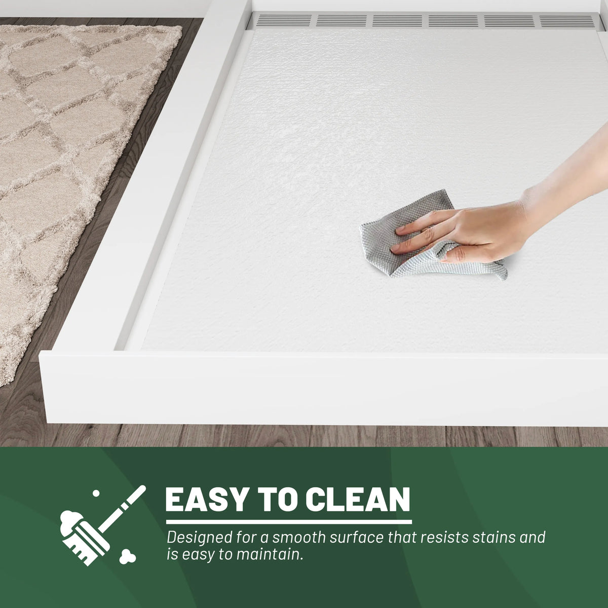 48"/60"x36"/32" Matte White Solid Composite Stone Shower Base with Anti-Slip Textured