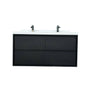 48" Matte Black Wall-mount Bathroom Vanity with Double Sink & Marble Top