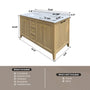 54" Light Oak Freestanding Bathroom Vanity with Double Sink & Marble Top