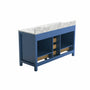 60"/84" Navy Blue Double Sink Bathroom Vanity with White Marble-Pattern Top