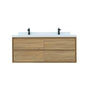 60" Wall-mount Double Sink Bathroom Vanity with Marble Top