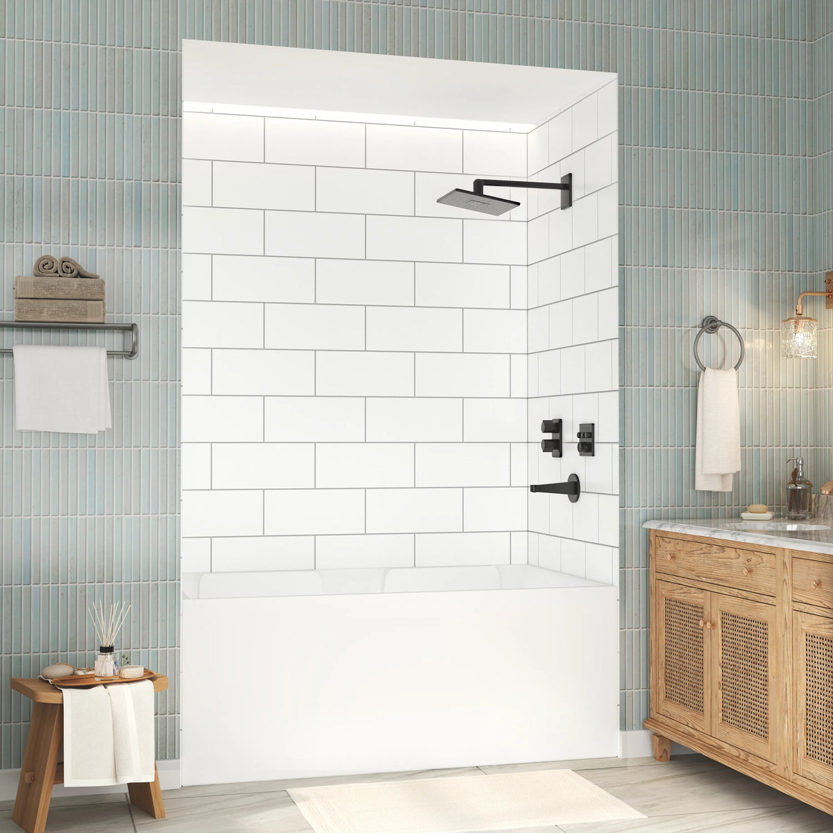 60"x36"/48"x96" Medium Tile Pattern SMC Shower Wall Panel System in 4 Finishes