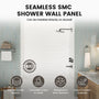 60"x36"x96" White SMC Shower Wall Panel Kit with Wave Texture, Waterproof Grout-Free Design
