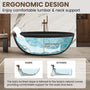 67" Matte Black Oval Solid Surface Freestanding Bathtub with Overflow and Central Drain