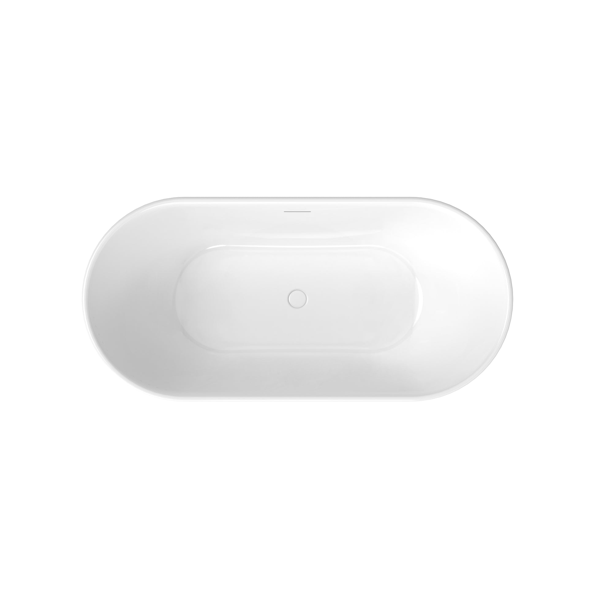 67 in. Glossy White Acrylic Freestanding Oval Soaking Bathtub with Overflow Drain and Adjustable Feet