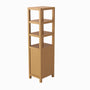 71" Height White Oak Grain Tall Bathroom Side Cabinet with Open Shelves and Drawer