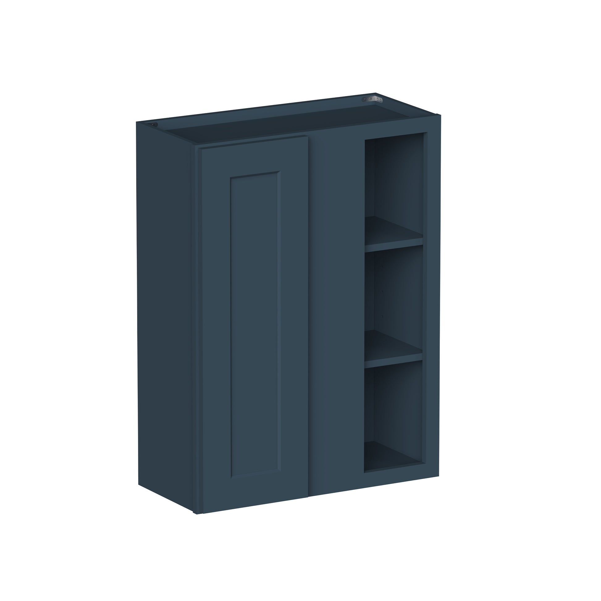 Cyber Grey RTA 27"W x 12"D x 30"/36"/42"H Standard Corner Wall Cabinet with Door and Shelves