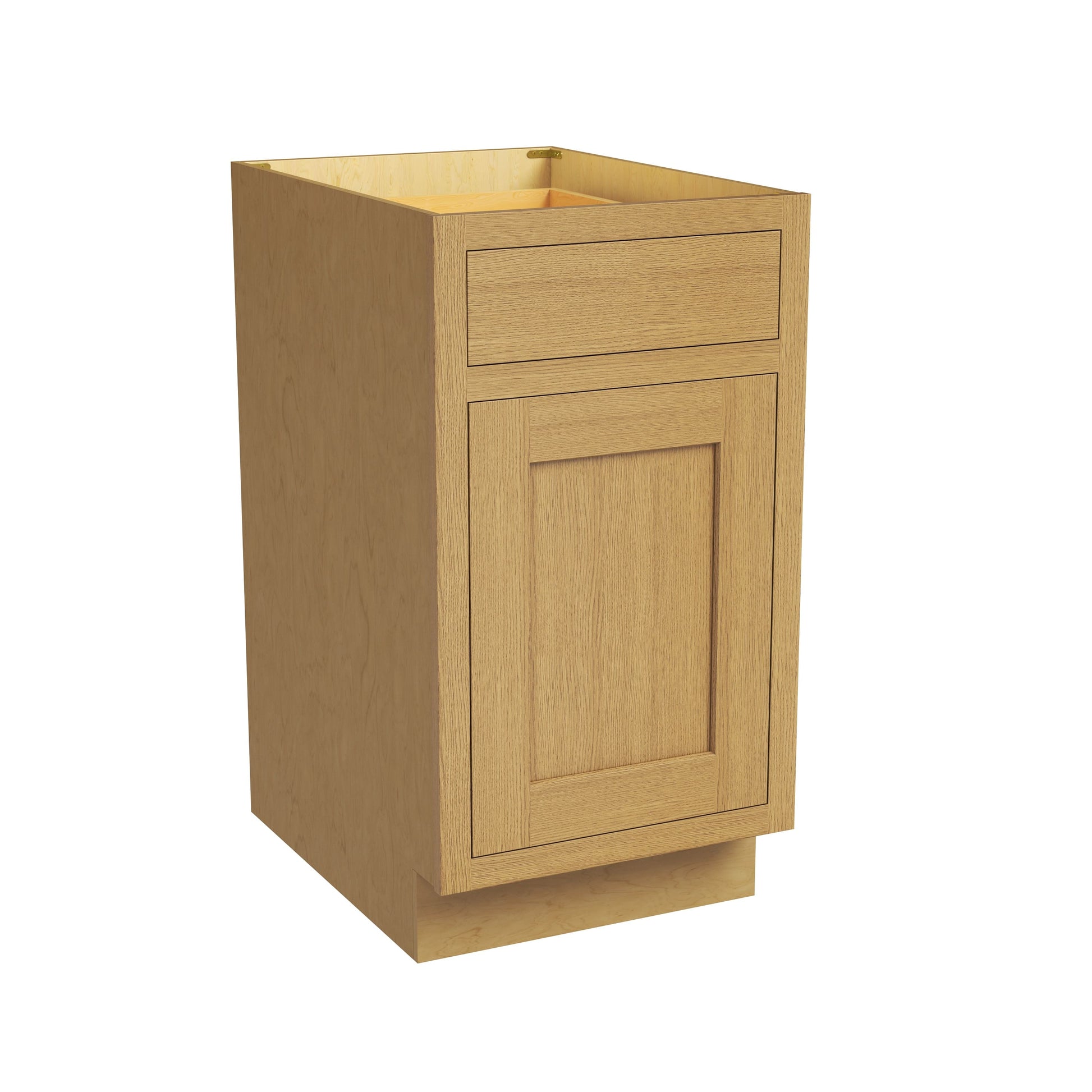 Inset Hazelnut Oak RTA 12-21"W x 34.5"H x 25"D 4-Size Single Drawer Base Cabinet with 1 Door