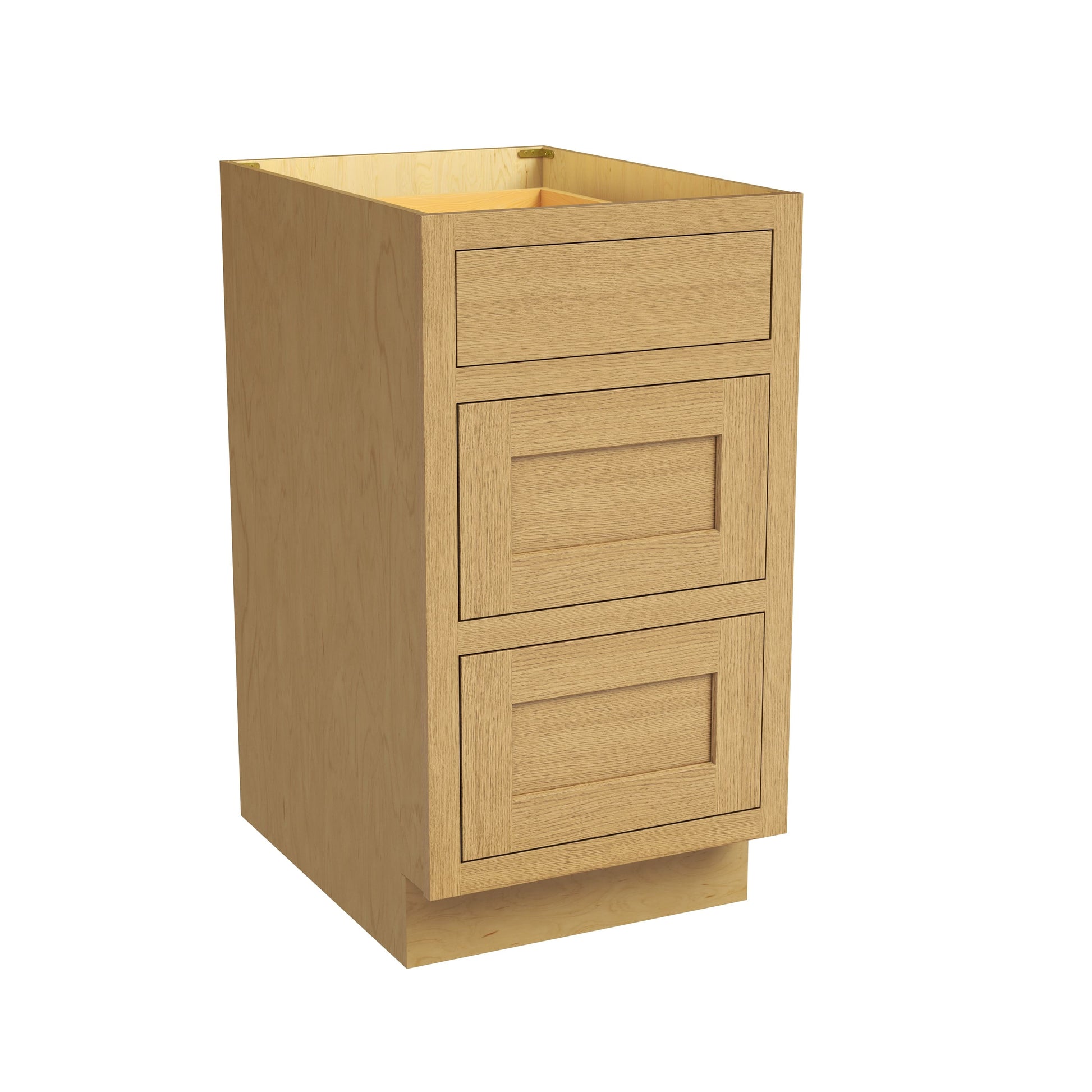 Inset Hazelnut Oak RTA 12-36"W x 34.5"H x 25"D 9-Size Base Cabinet with 3 Drawers