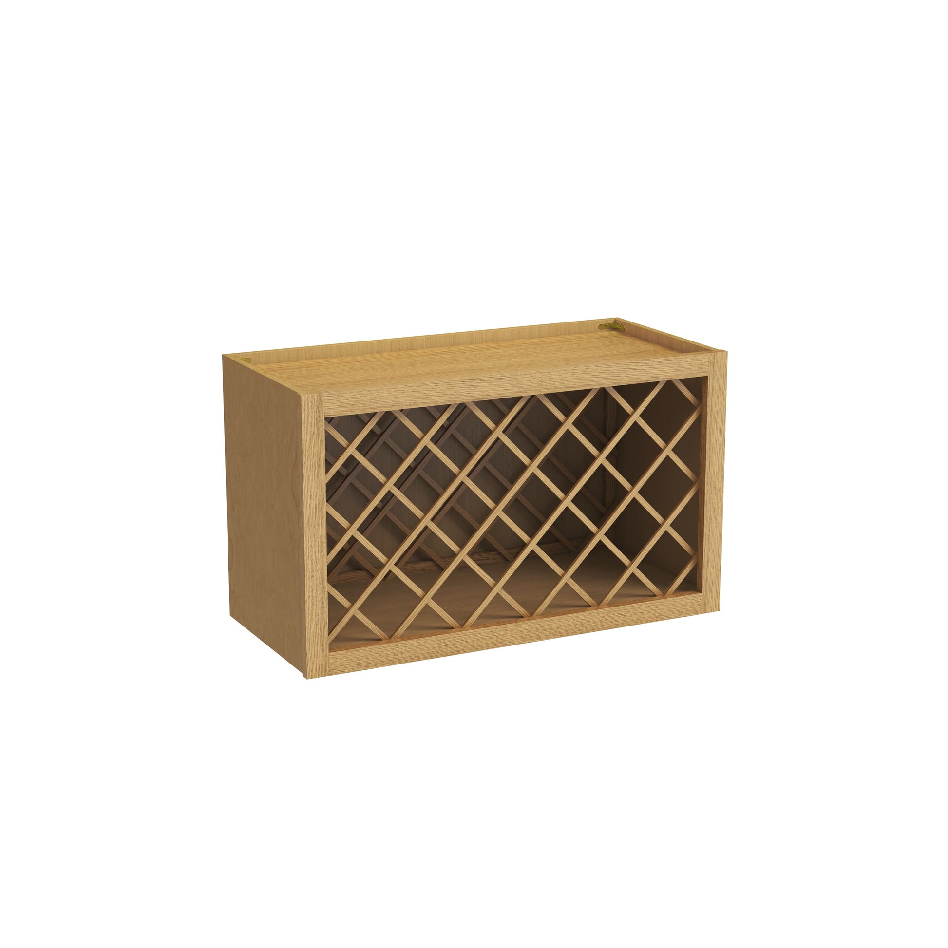 Inset Hazelnut Oak RTA 24-36"W x 15-30"H x 13.5"D 5-Size Diamond Lattice Wine Grid Wall Rack Cabinet