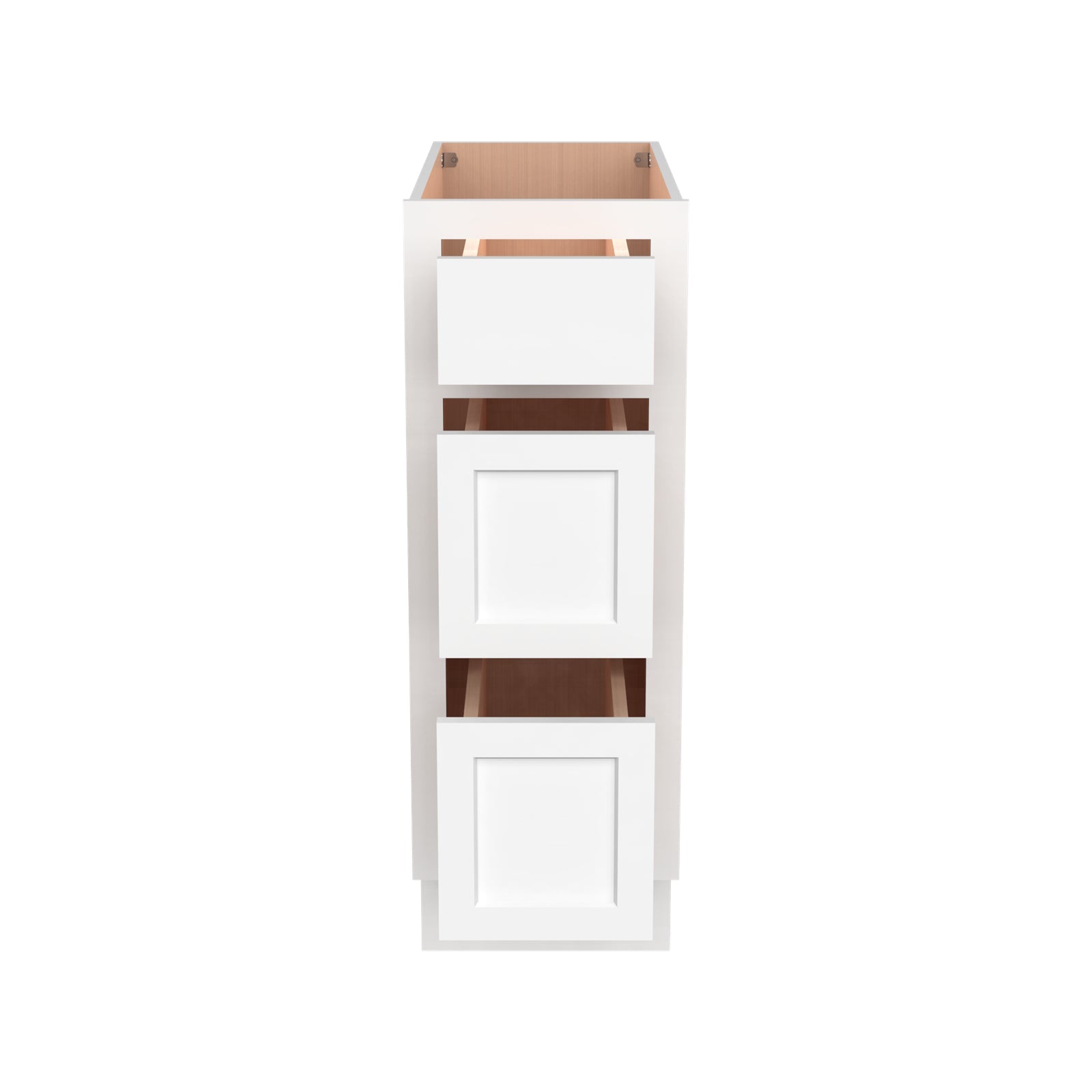 Inset Origami White RTA 12-36"W x 34.5"H x 25"D 9-Size Base Cabinet with 3 Drawers