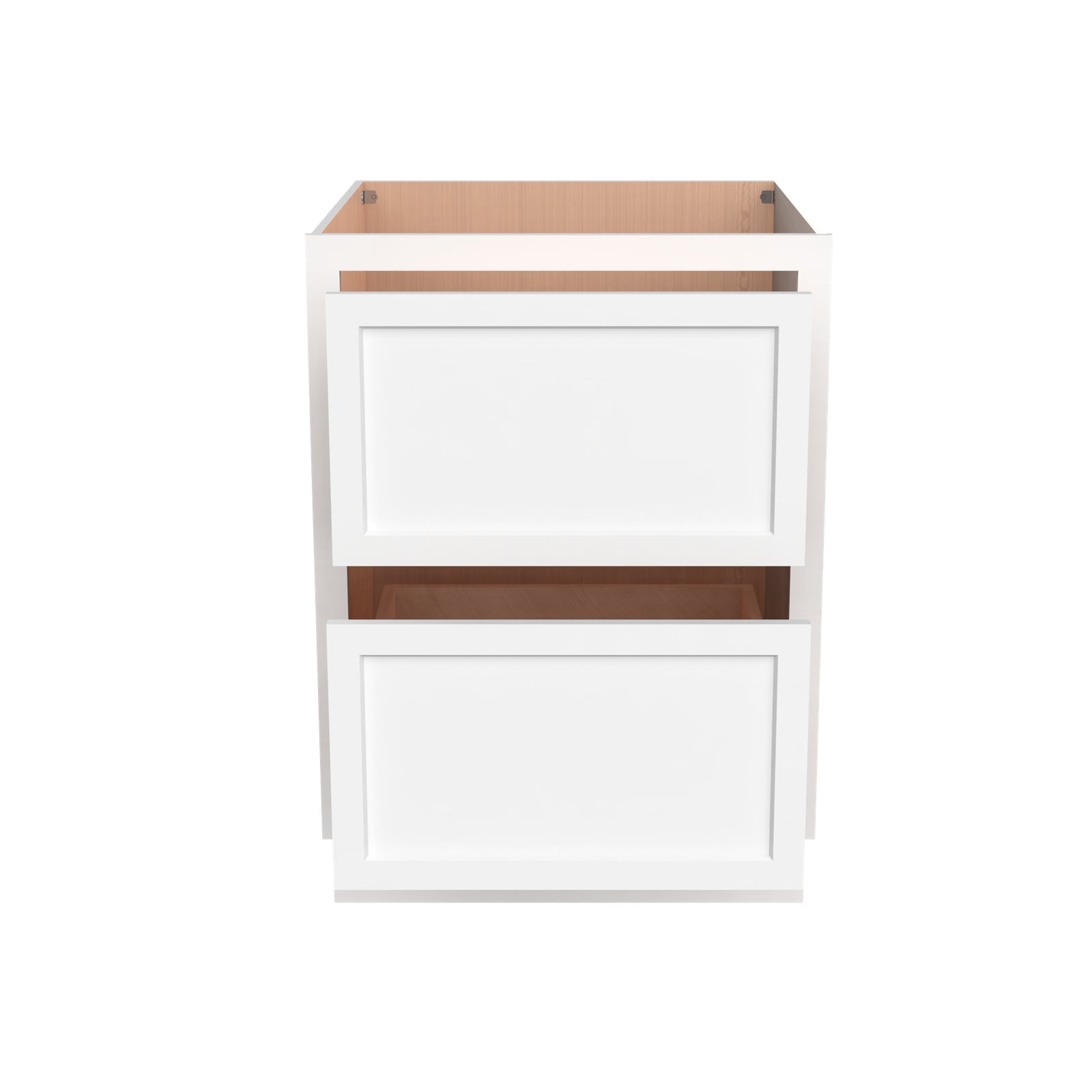 Inset Origami White RTA 24-30"W x 34.5"H x 25"D 2-Size Base Cabinet with 2 Drawers
