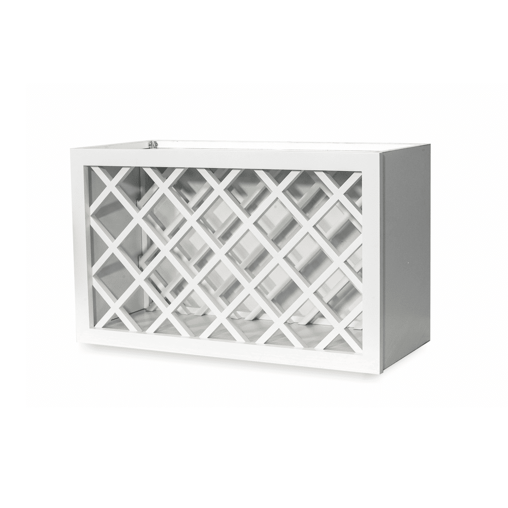 Inset Origami White RTA 24-36"W x 15-30"H x 13.5"D 5-Size Diamond Lattice Wine Grid Wall Rack Cabinet