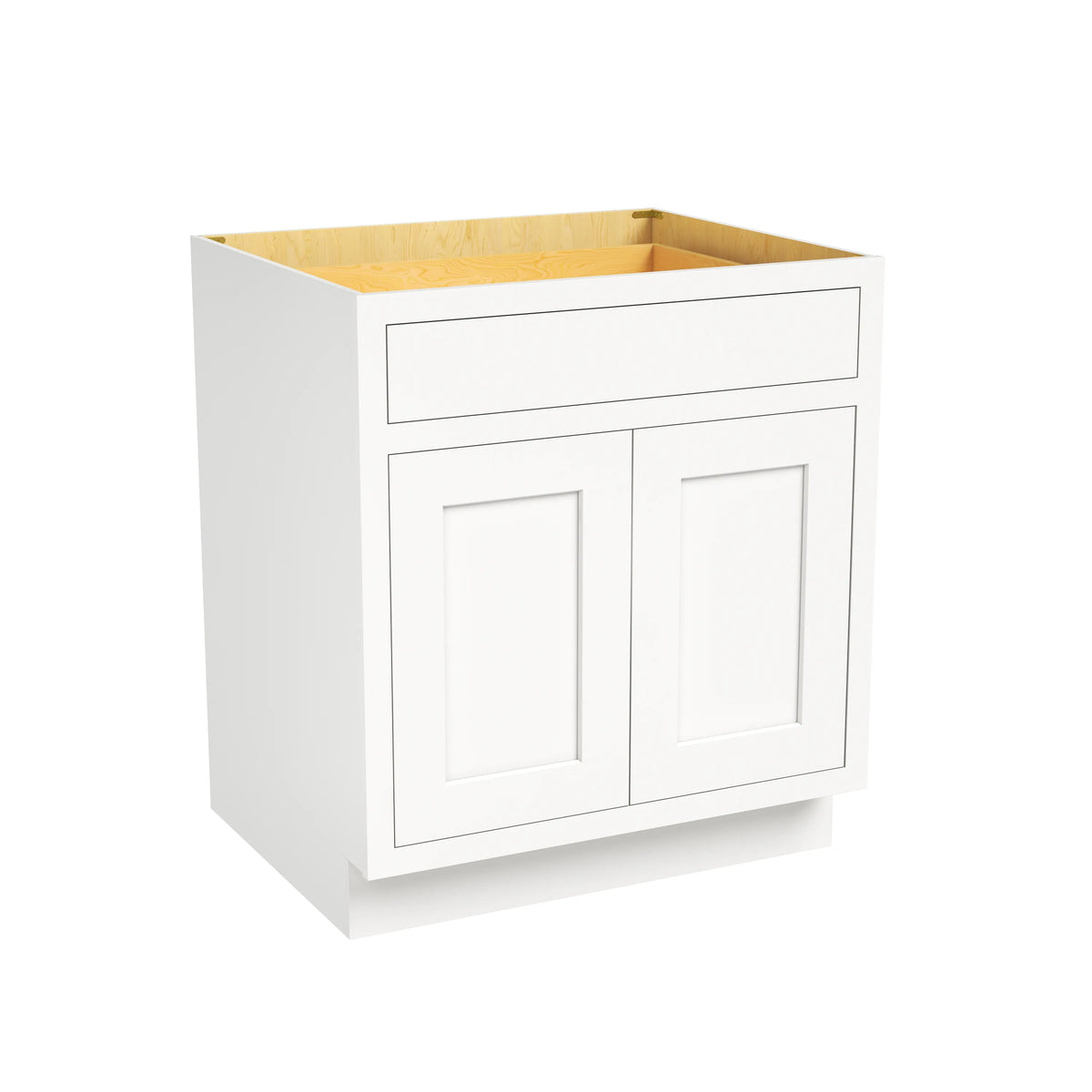 Inset Origami White RTA 24-36"W x 34.5"H x 25"D 5-Size Single Drawer Base Cabinet with 2 Doors