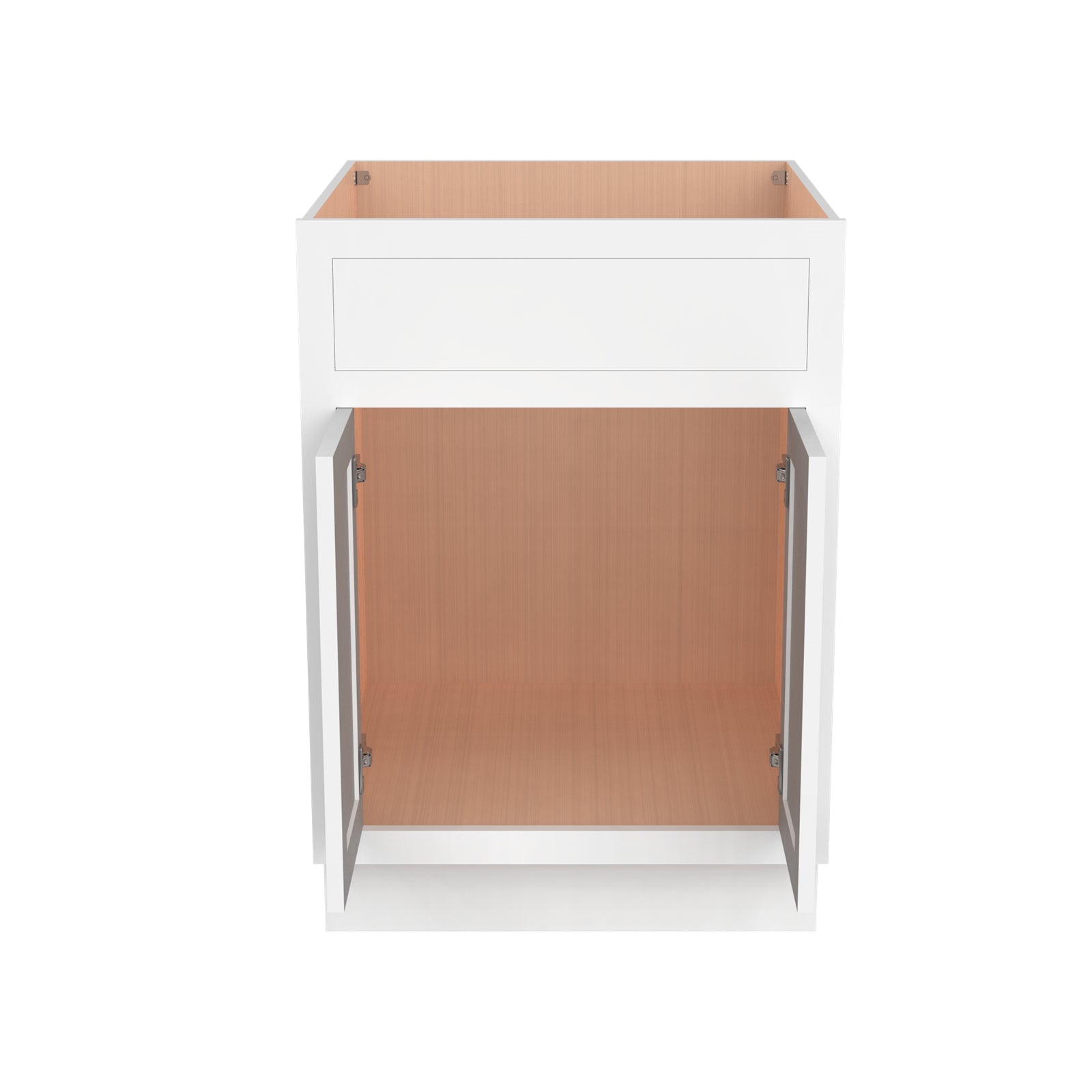 Inset Origami White RTA 24-36"W x 34.5"H x 25"D 5-Size Sink Base Cabinet with 2 Doors and 1 False Drawer