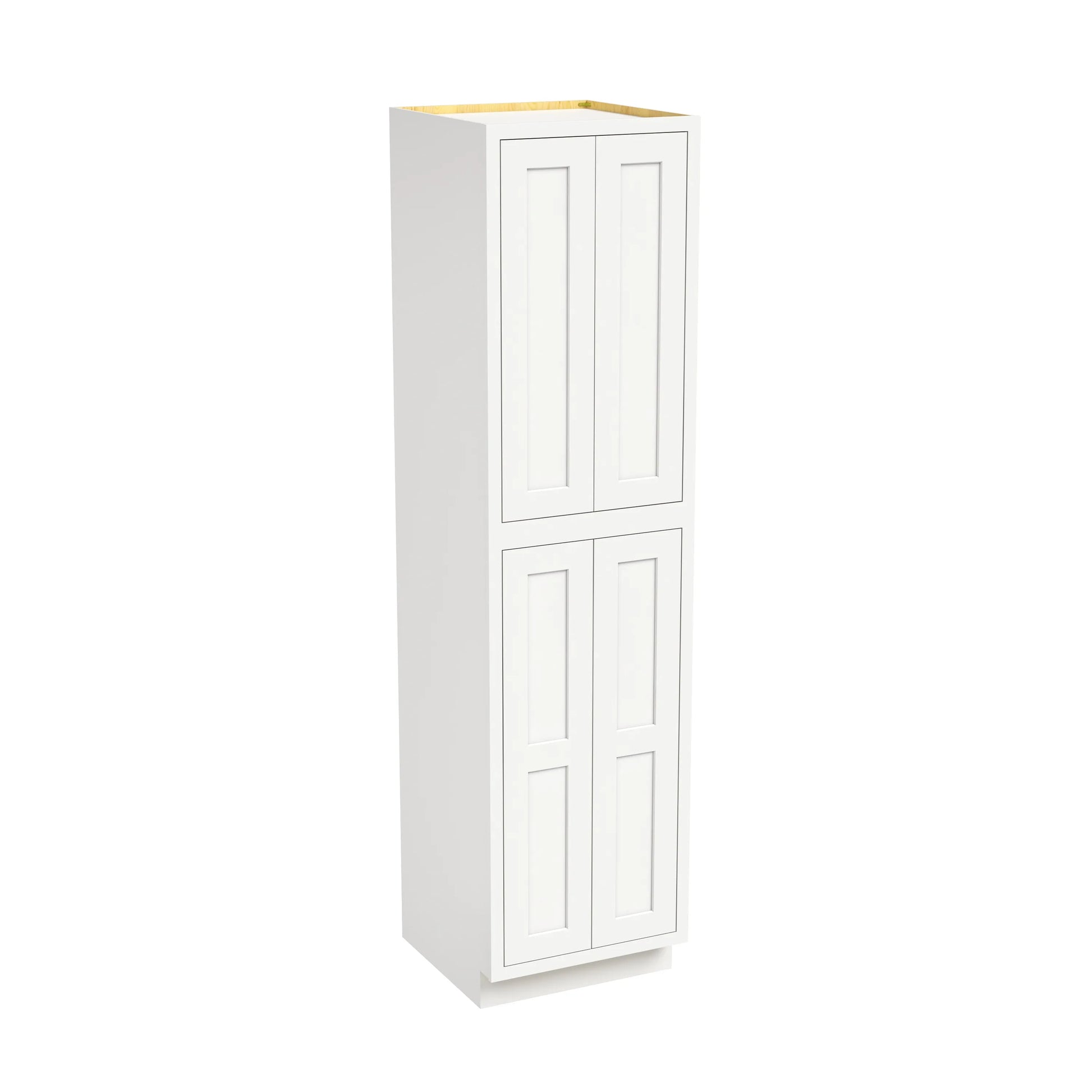 Inset Origami White RTA 24-36"W x 84-96"H x 25"D 9-Size Pantry Cabinet with 4 Doors and 4 Shelves