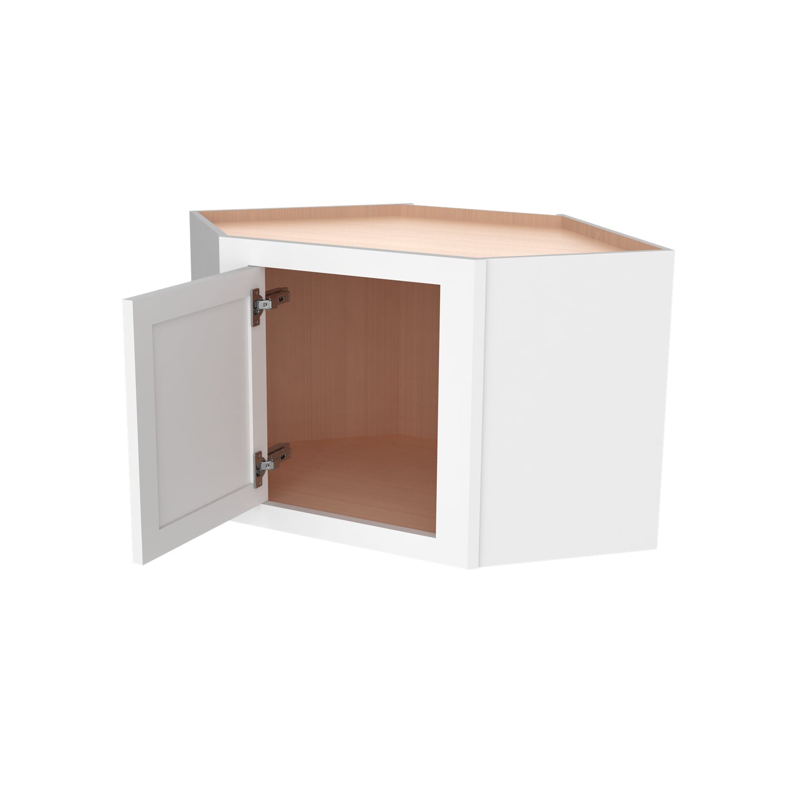 Inset Origami White RTA 25.5"W x 18-42"H x 13.5"D 4-Size Diagonal Corner Wall Cabinet with 2-3 Shelves