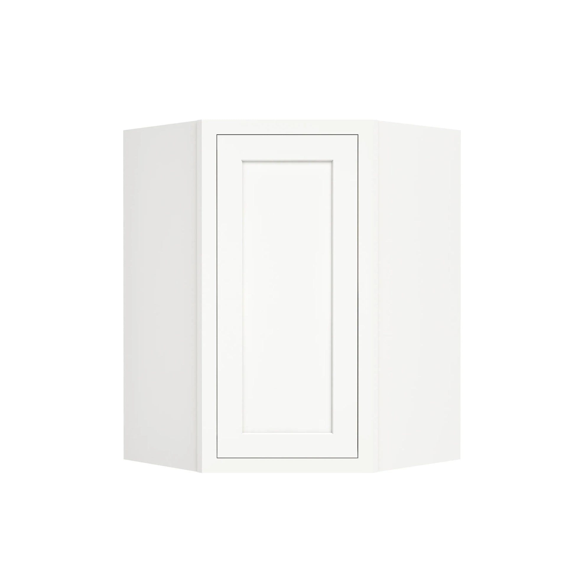 Inset Origami White RTA 25.5"W x 18-42"H x 13.5"D 4-Size Diagonal Corner Wall Cabinet with 2-3 Shelves