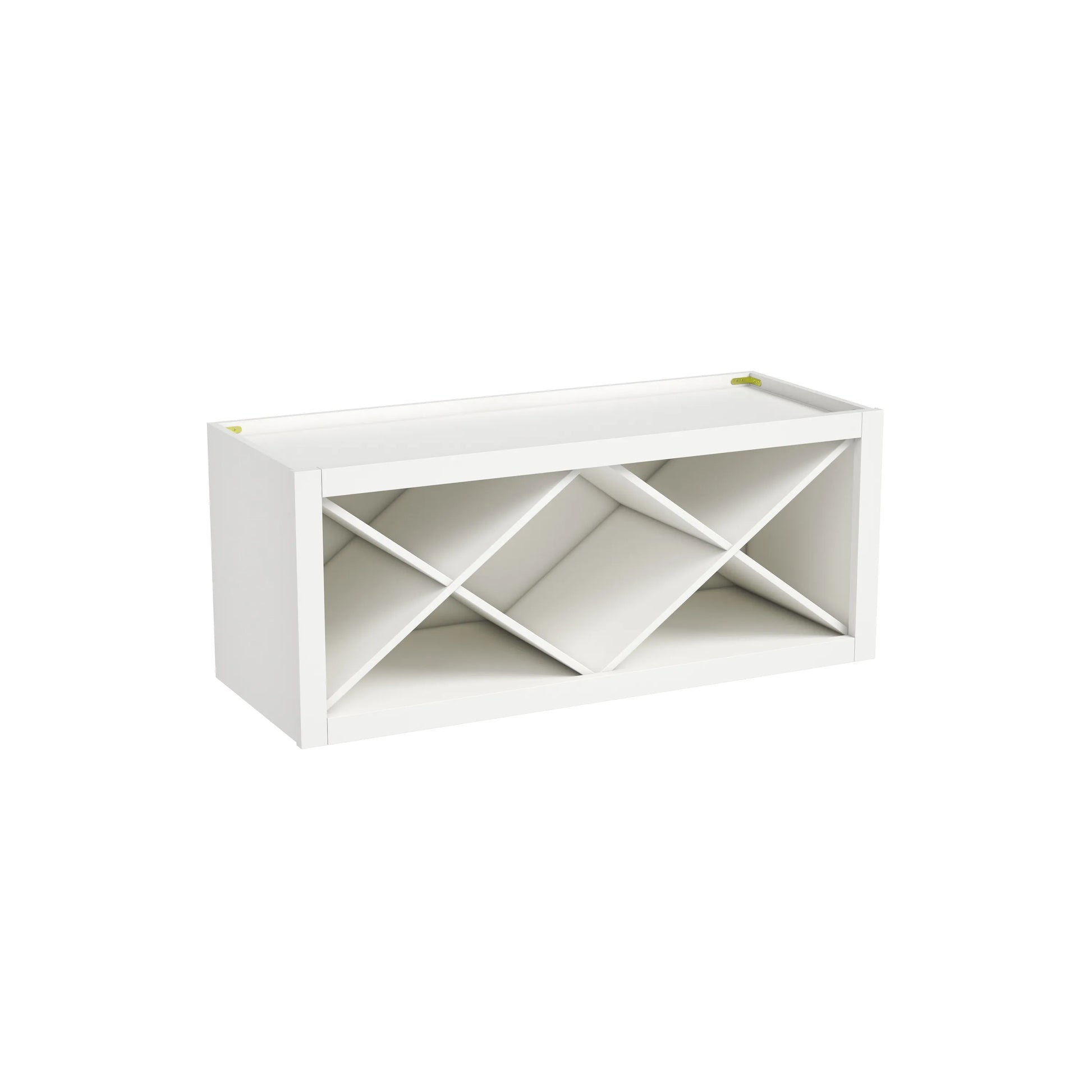 Inset Origami White RTA 30-36"W x 15-18"H x 13.5"D 4-Size X-Shaped Wine Grid Wall Rack Cabinet