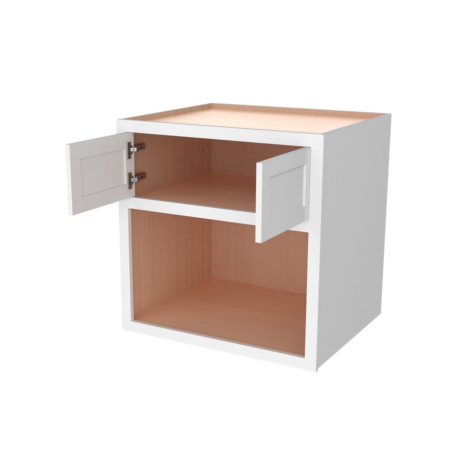 Inset Origami White RTA 30"W x 30-42"H x 25"D 3-Size Double Doors Wall Cabinet with Microwave Opening