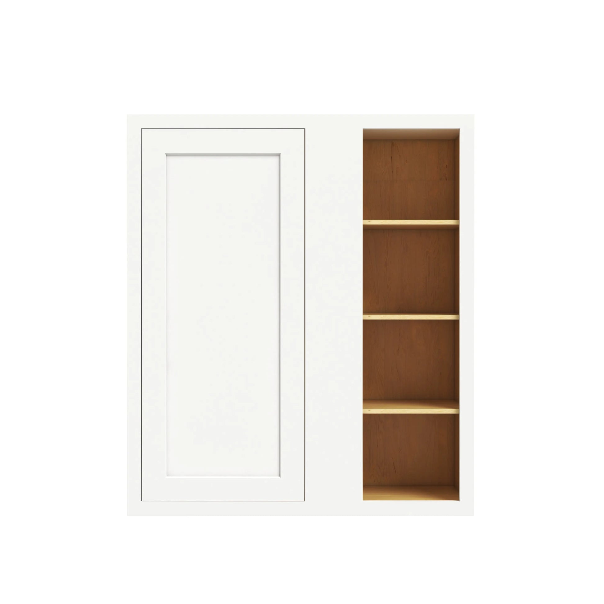 Inset Origami White RTA 36"W x 30-42"H x 13.5"D 3-Size Blind Corner Wall Cabinet with 2-3 Shelves