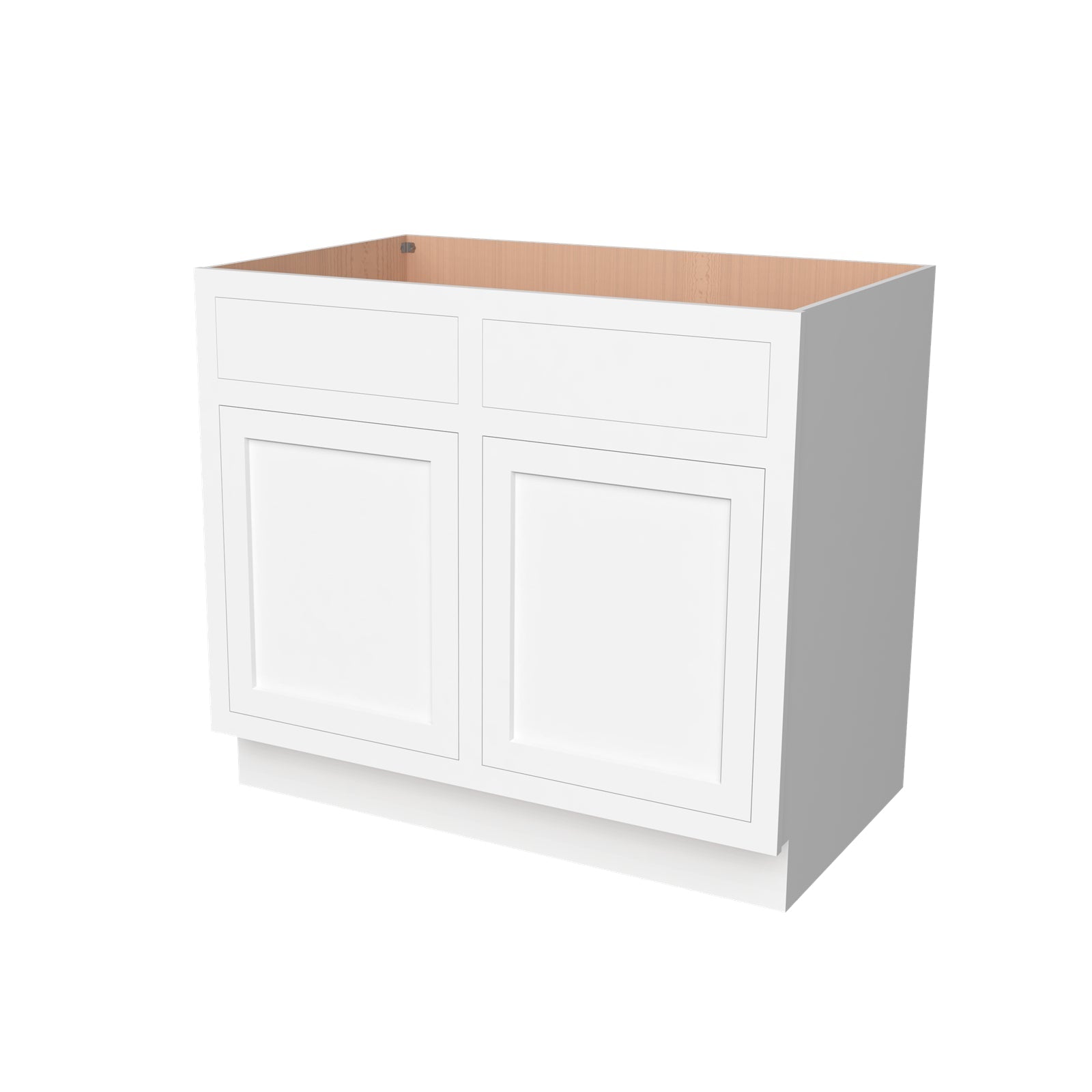 Inset Origami White RTA 39-42"W x 34.5"H x 25"D 2-Size Sink Base Cabinet with 2 Doors and 2 False Drawers