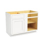Inset Origami White RTA 40-46"W x 34.5"H x 25"D 3-Size Blind Corner Base Cabinet with 1 Door, 1 Drawer and 1 Shelf