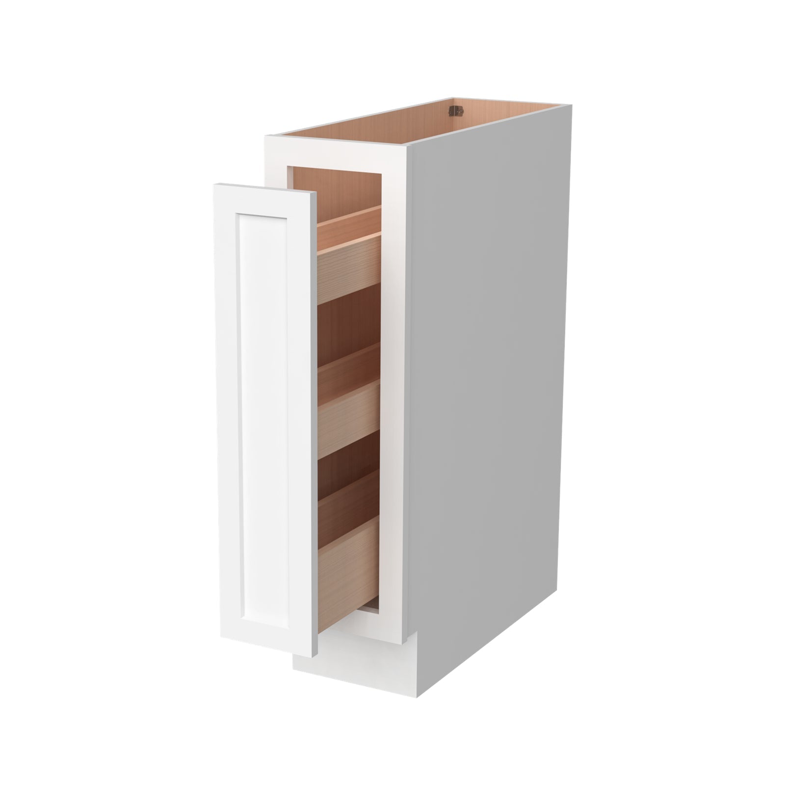 Inset Origami White RTA 9"W x 34.5"H x 25"D Base Spice Rack Cabinet with Pull-out Basket