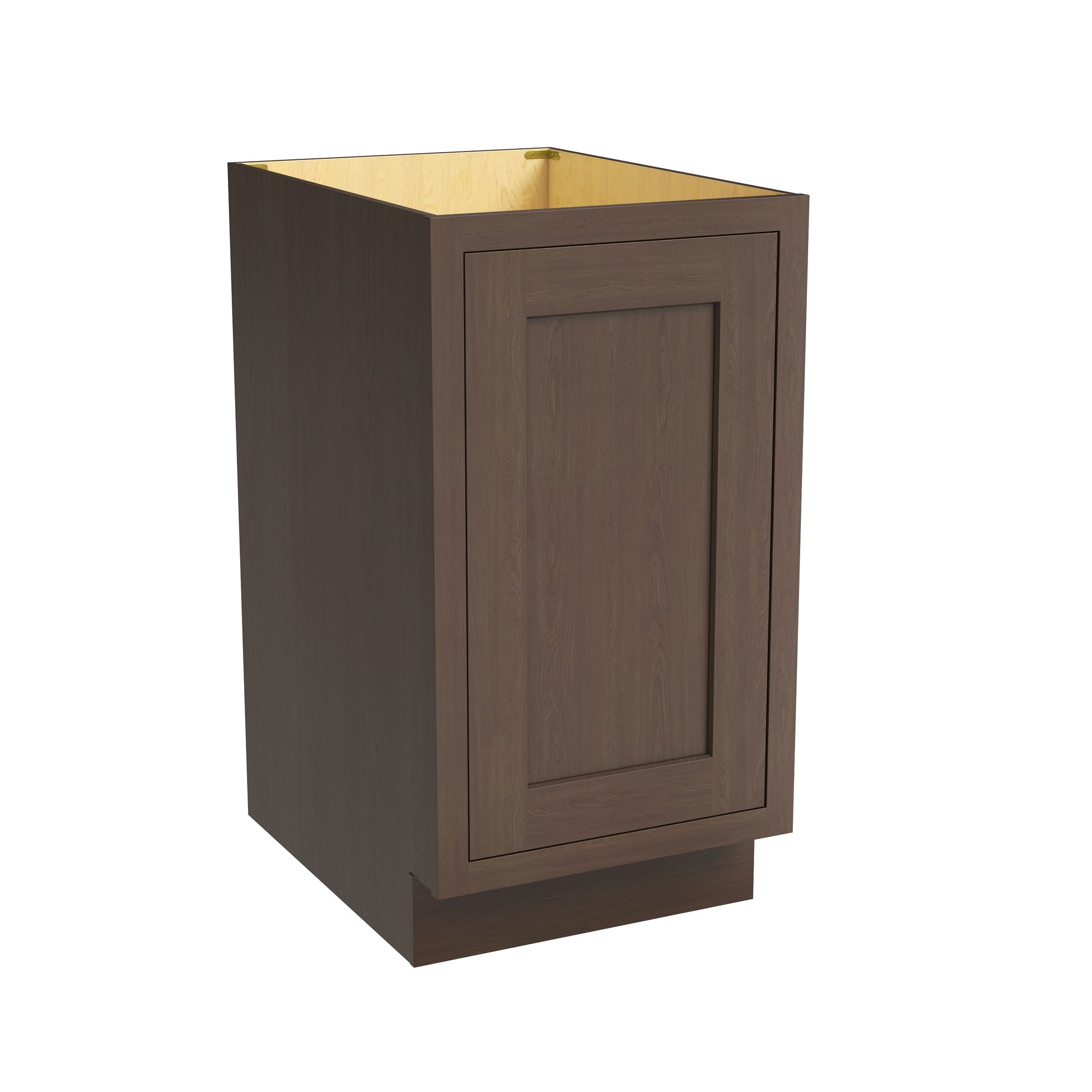 Inset Truffle Brown RTA 12-21"W x 34.5"H x 25"D 4-Size Full Height Single Door Base Cabinet