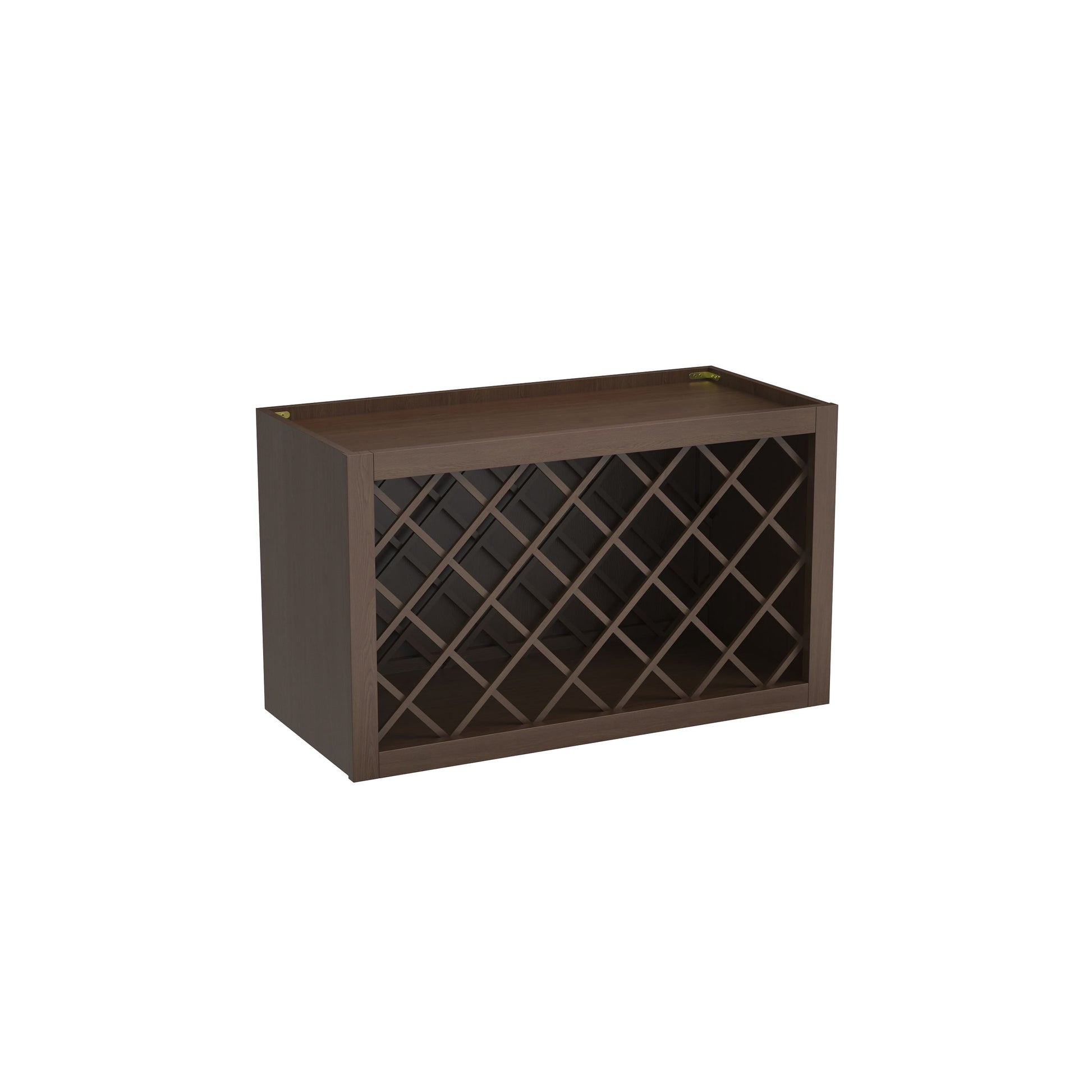 Inset Truffle Brown RTA 24-36"W x 15-30"H x 13.5"D 5-Size Diamond Lattice Wine Grid Wall Rack Cabinet