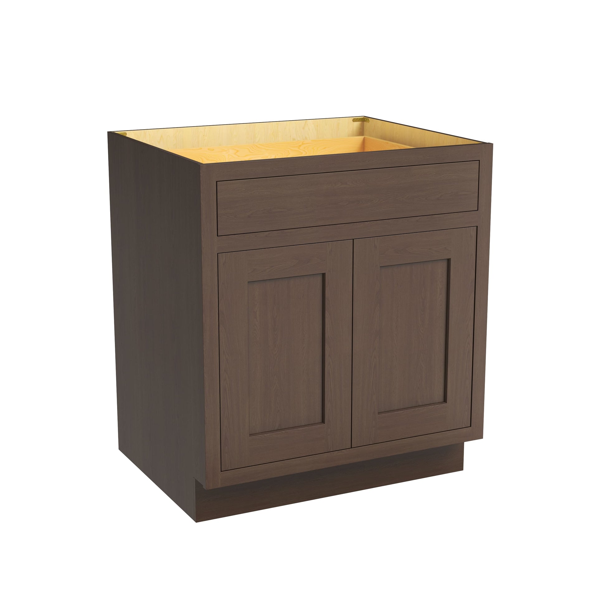 Inset Truffle Brown RTA 24-36"W x 34.5"H x 25"D 5-Size Single Drawer Base Cabinet with 2 Doors