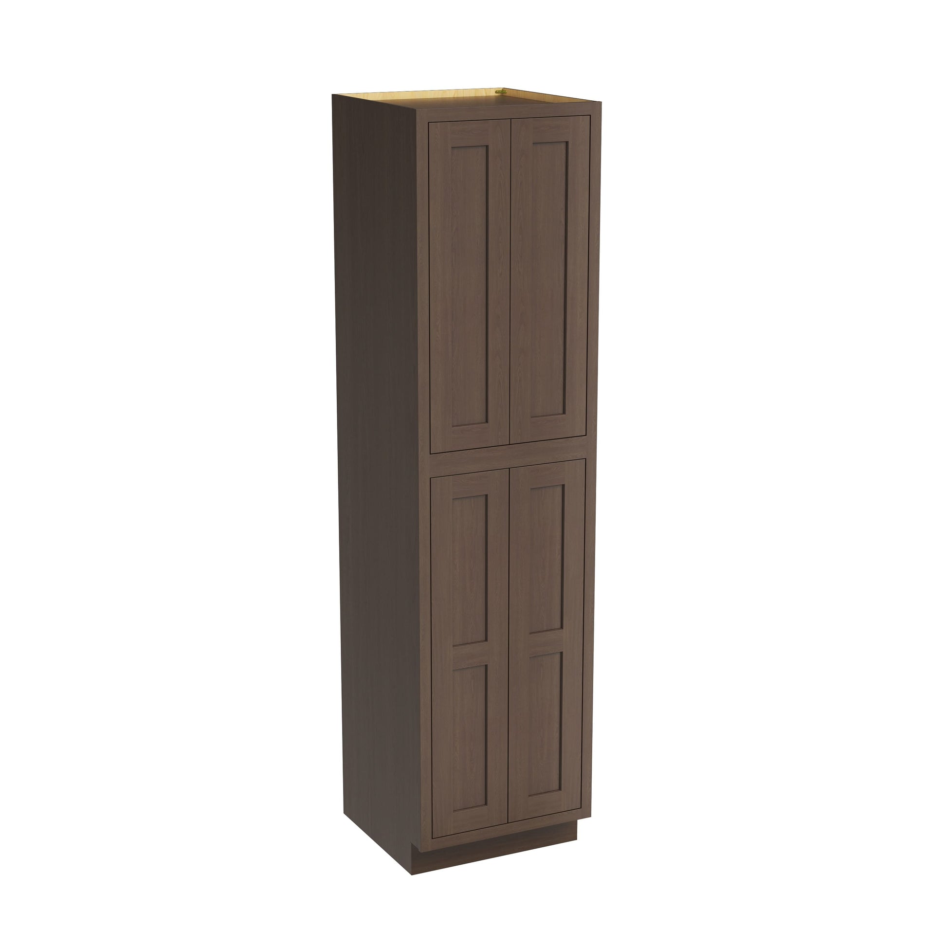 Inset Truffle Brown RTA 24-36"W x 84-96"H x 25"D 9-Size Pantry Cabinet with 4 Doors and 4 Shelves