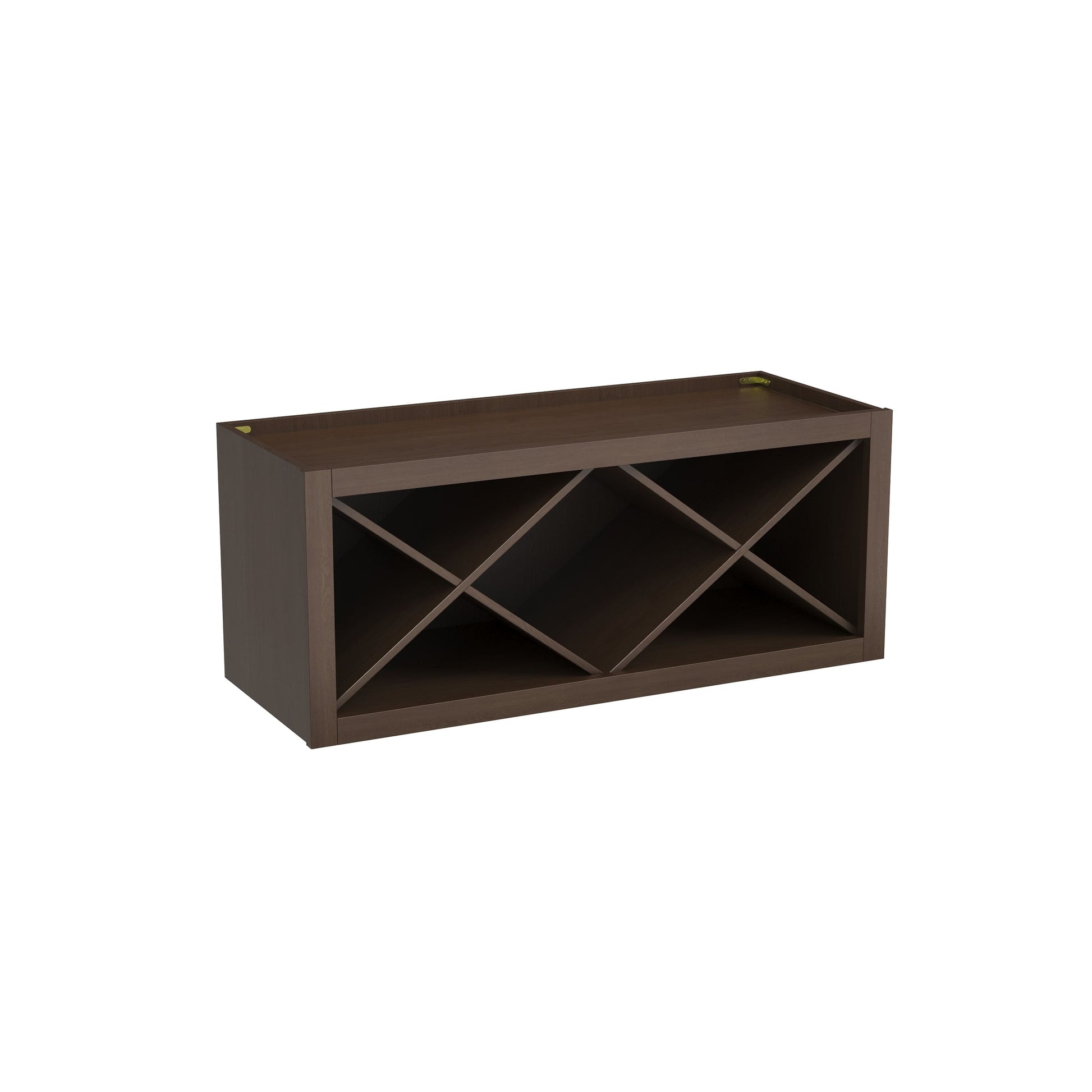 Inset Truffle Brown RTA 30-36"W x 15-18"H x 13.5"D 4-Size X-Shaped Wine Grid Wall Rack Cabinet
