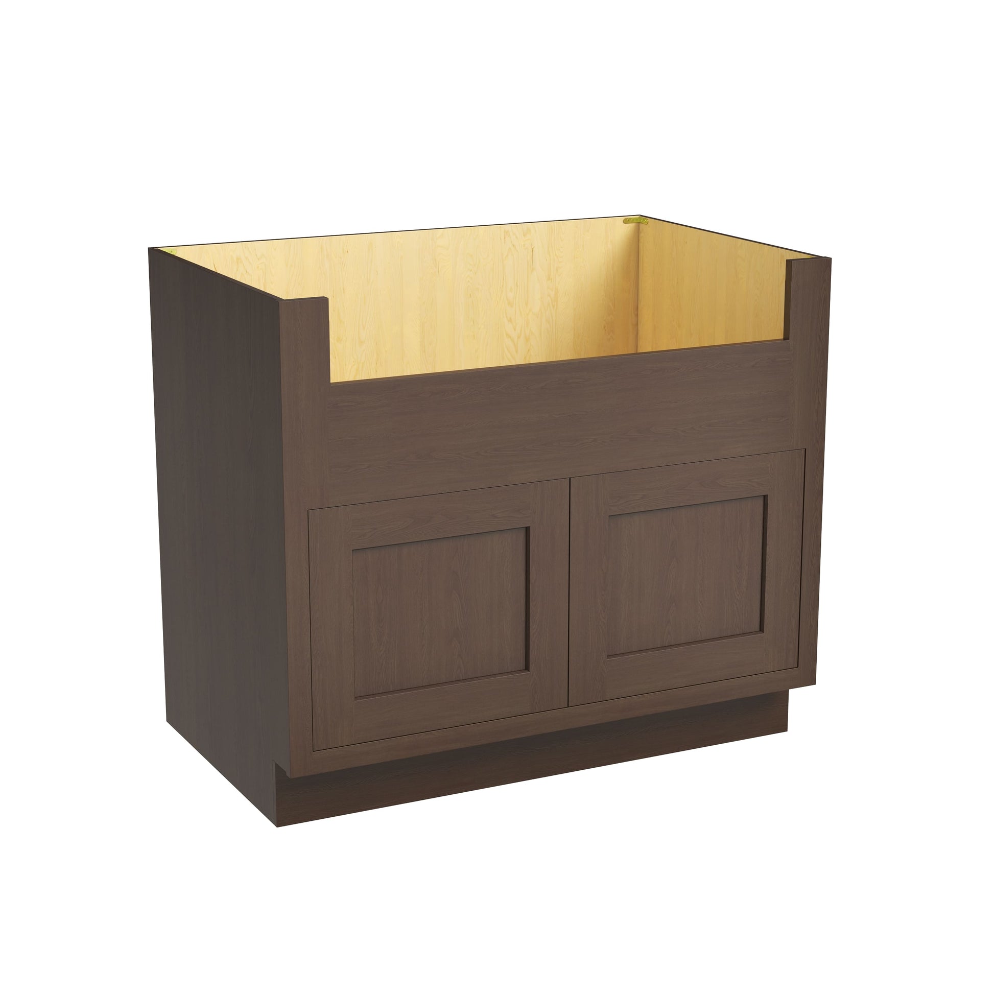 Inset Truffle Brown RTA 33-39"W x 34.5"H x 25"D 3-Size Farm Sink Base Cabinet with 2 Doors