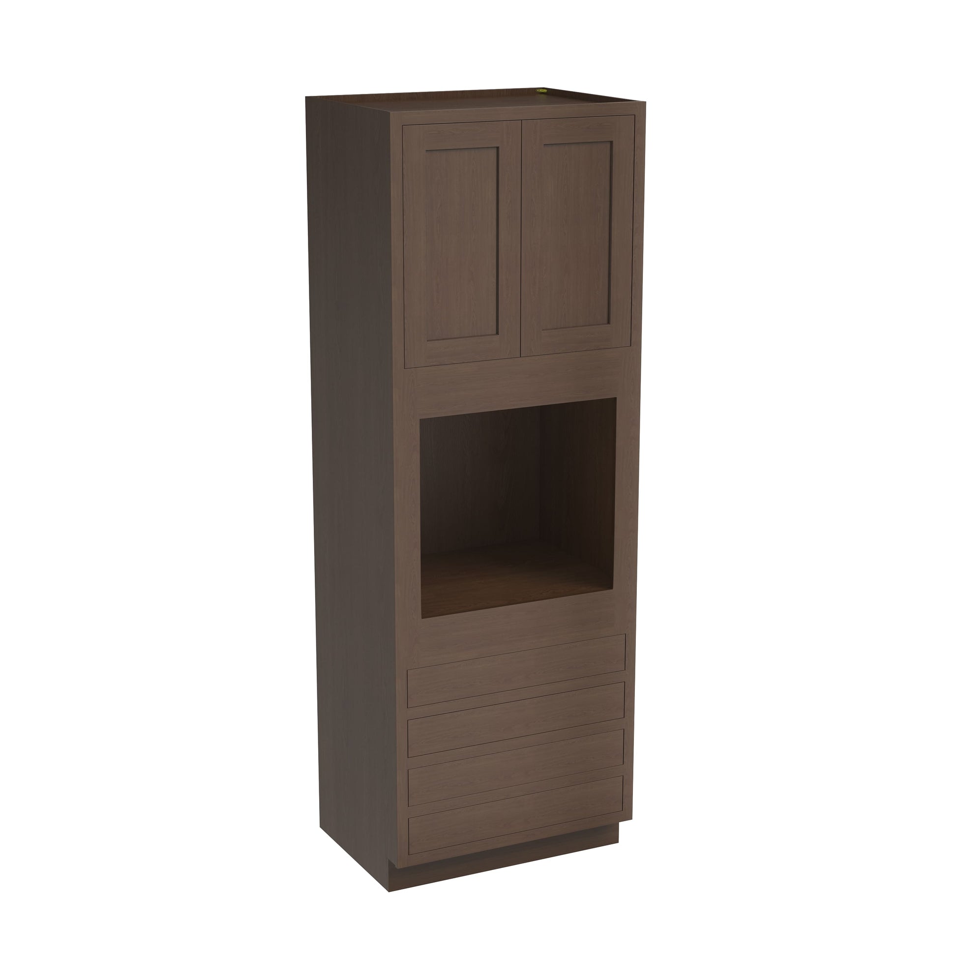 Inset Truffle Brown RTA 33"W x 84-96"H x 25"D 3-Size Pantry Cabinet with Oven Opening, 4 Drawers and 2 Doors
