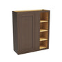 Inset Truffle Brown RTA 36"W x 30-42"H x 13.5"D 3-Size Blind Corner Wall Cabinet with 2-3 Shelves