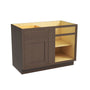 Inset Truffle Brown RTA 40-46"W x 34.5"H x 25"D 3-Size Blind Corner Base Cabinet with 1 Door, 1 Drawer and 1 Shelf