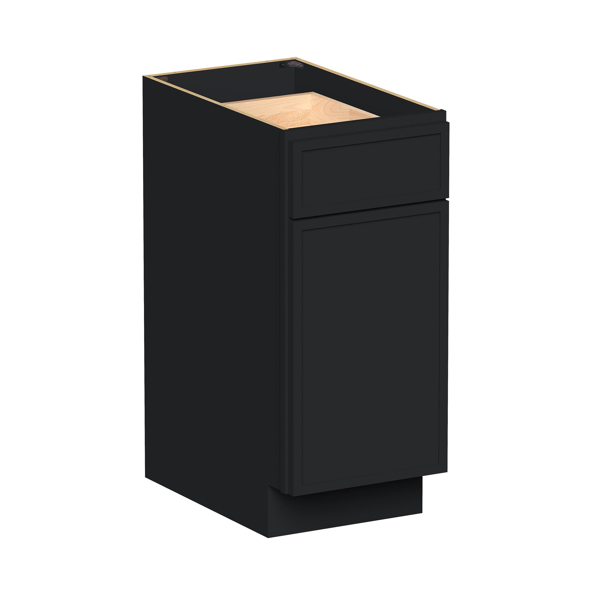 Slim Ebony Black Shaker RTA 12"/15"/18"/21"W x 34.5"H x 24"D Standard Base Cabinet with 1 Drawer and 1 Door