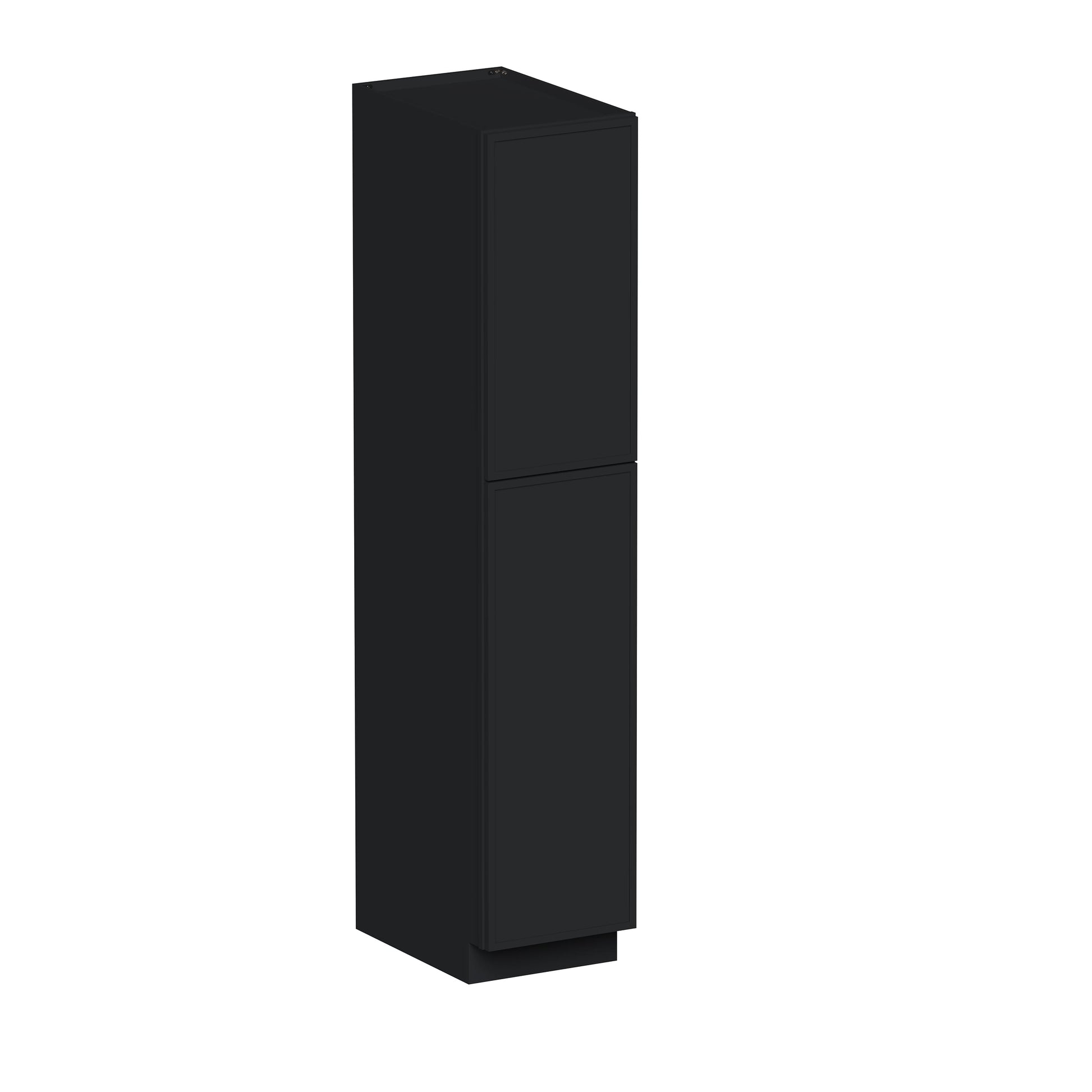 Slim Ebony Black Shaker RTA 18"W x 84"/90“/96”H x 27"D Tall Pantry Cabinet with 2 Doors and Shelves