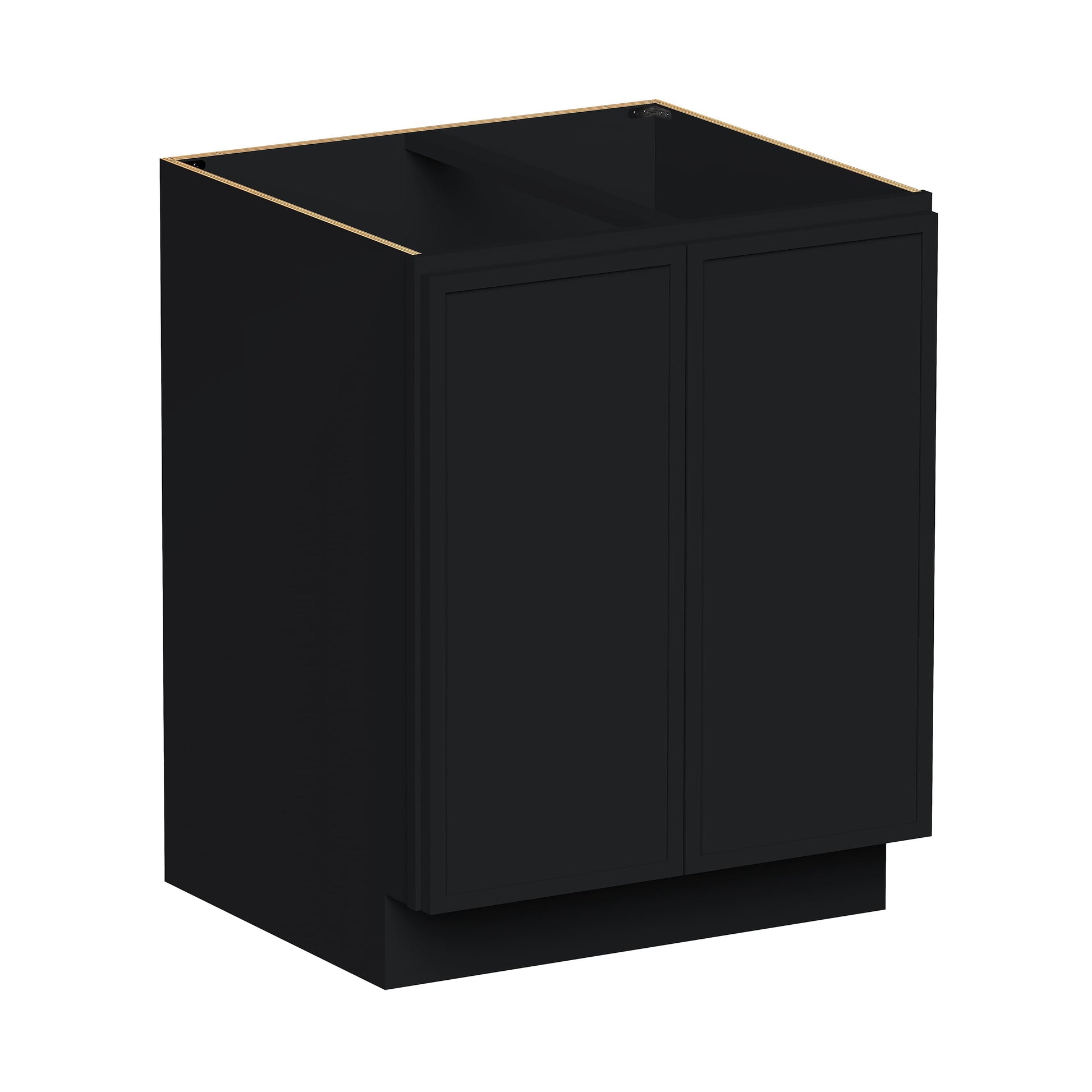 Slim Ebony Black Shaker RTA 24"-36"W x 34.5"H x 24"D 5-Size Full Height Door Base Cabinet with 2 Doors