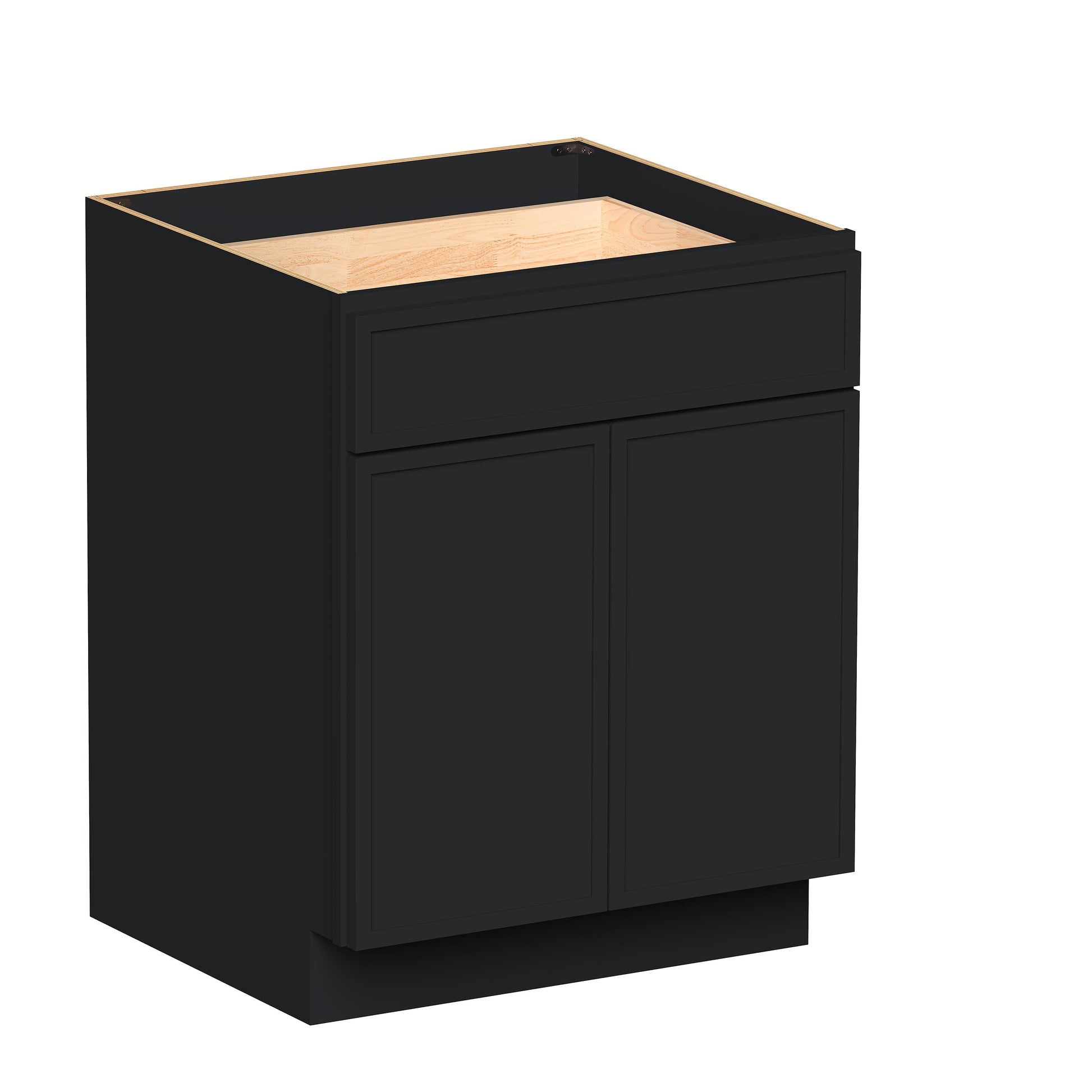 Slim Ebony Black Shaker RTA 24"/27"/30"W x 34.5"H x 24"D Standard Base Cabinet with 1 Drawer and 2 Doors