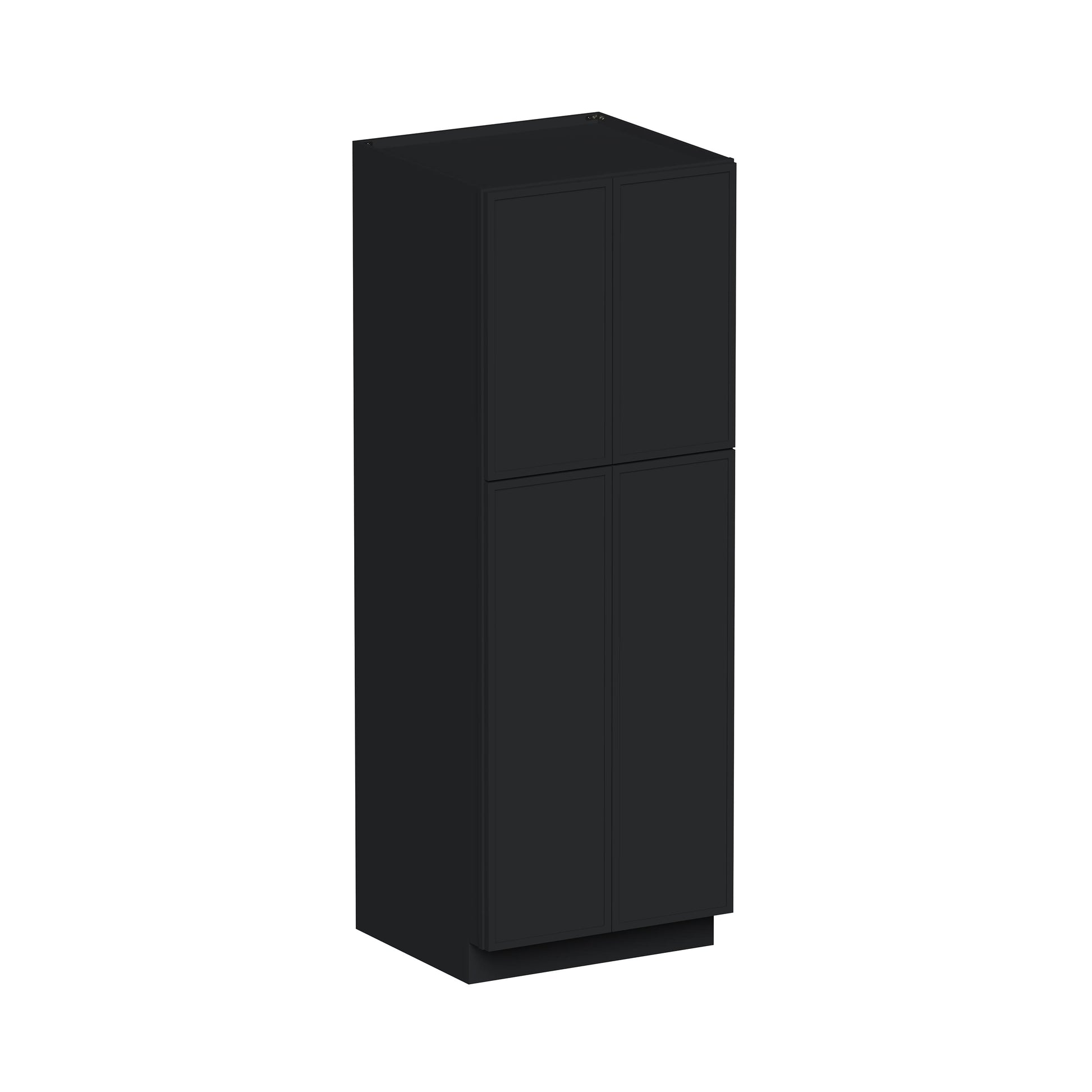 Slim Ebony Black Shaker RTA 24"/30"W x 84"/90"/96"H x 27"D 6-Size Tall Pantry Cabinet with 4 Doors and Shelves