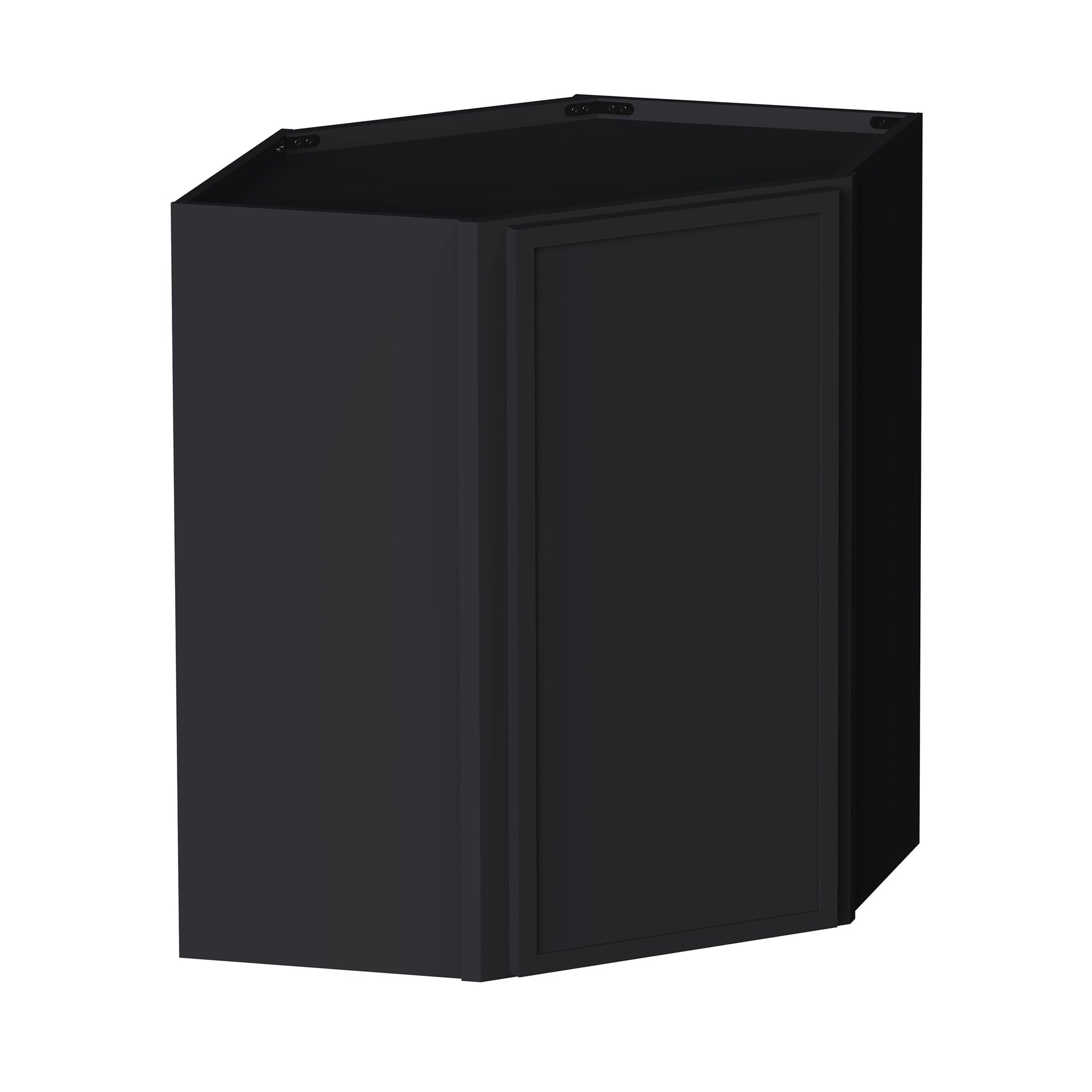 Slim Ebony Black Shaker RTA 24"W x 18"/30"/36"/42"H x 12"D Diagonal Corner Wall Cabinet