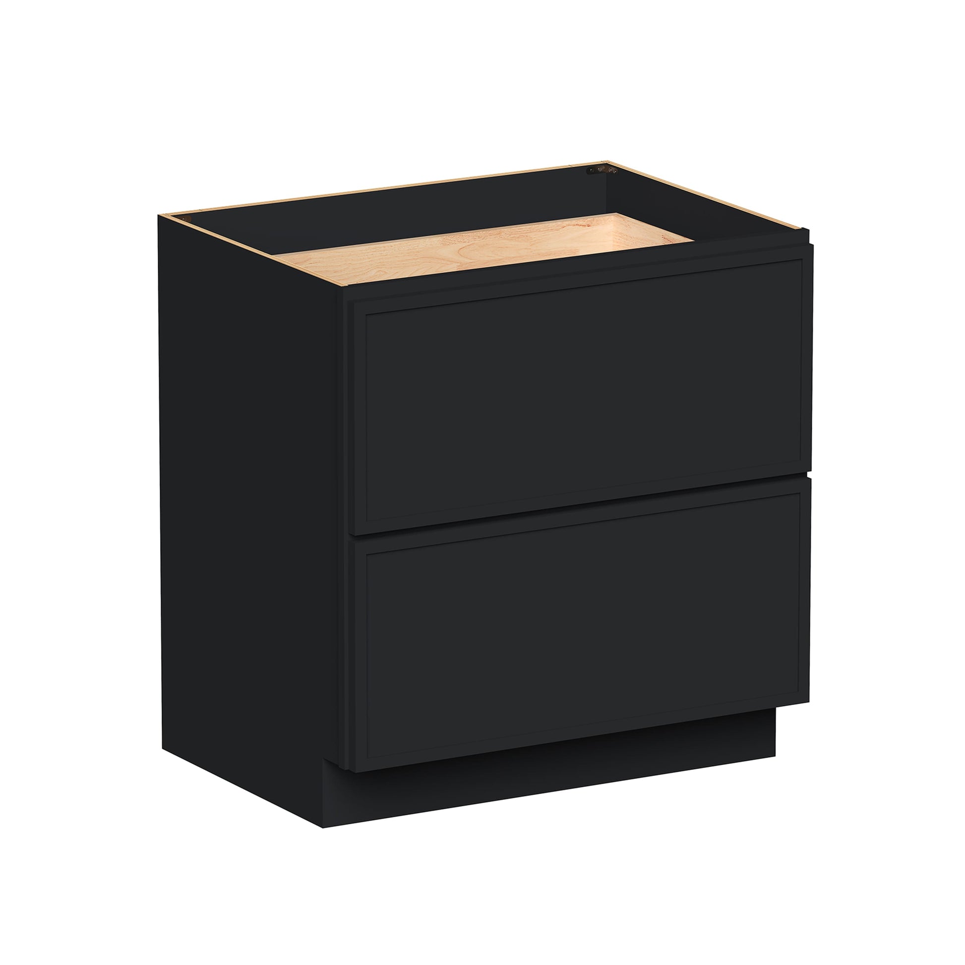 Slim Ebony Black Shaker RTA 30"/33"/36"W x 34.5"H x 24"D Drawer Base Cabinet with 2 Drawers